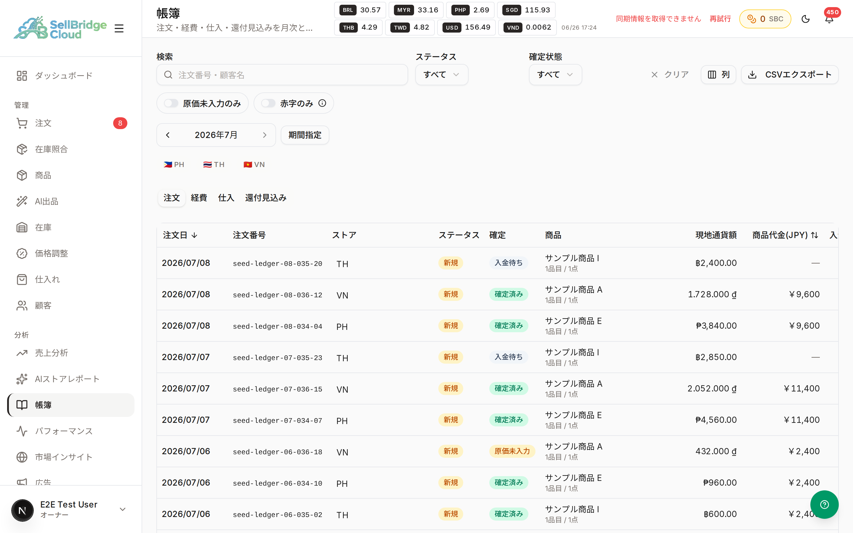 帳簿の全体画面